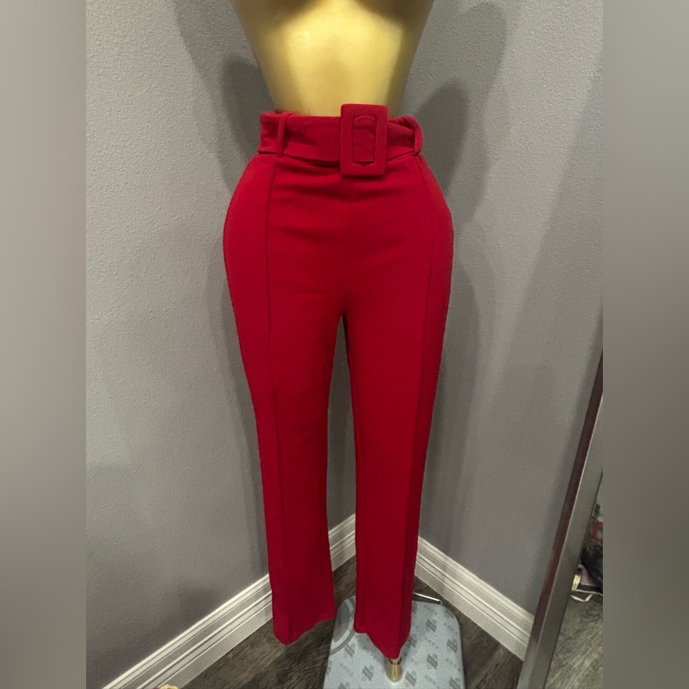 Elegant Red High-Waisted Pants